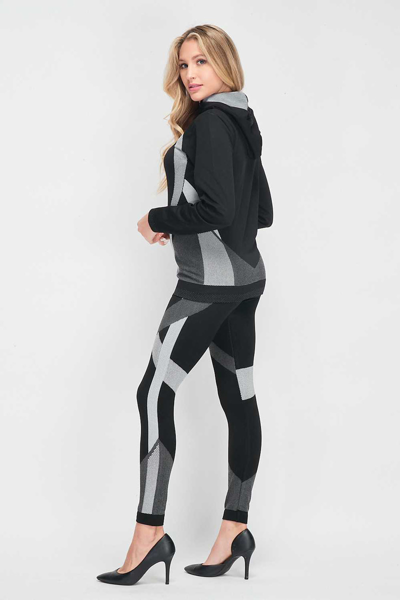 Structured Active Zip Up Jacket Leggings - White
