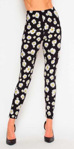 Daisy Floral Print Brushed Leggings