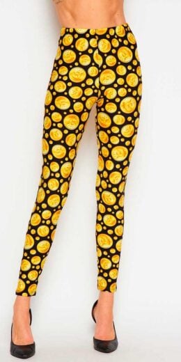 Gold Crypto Coin Print Brushed Leggings