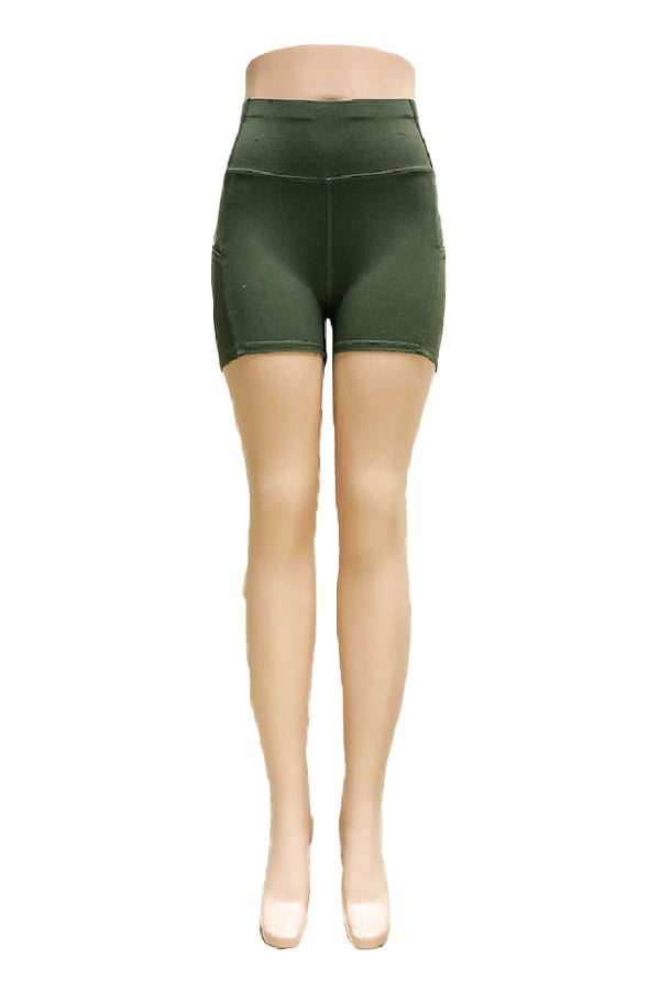 Hight Waist Solid Color Shorts with Pockets