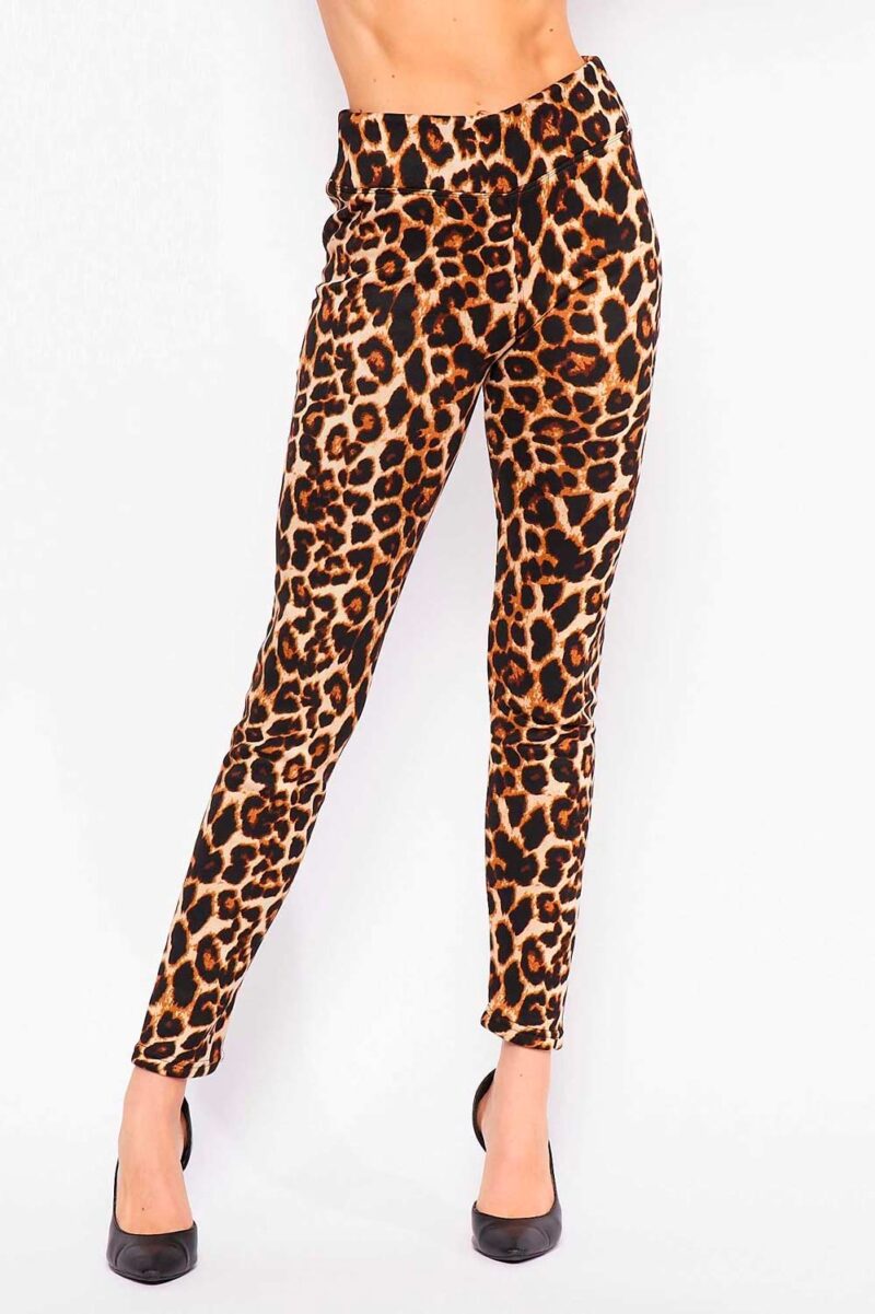 Leopard Print Ankle Leggings with 3 Inch Waistband
