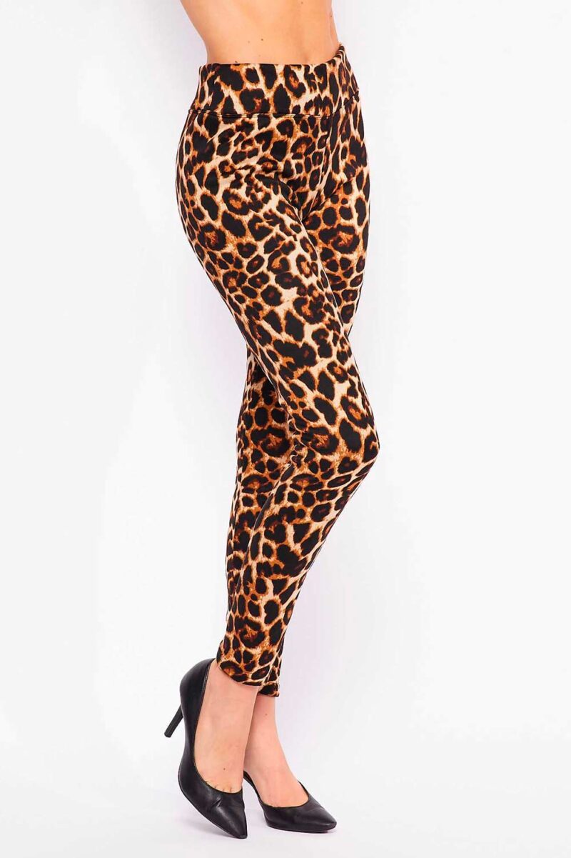 Leopard Print Ankle Leggings with 3 Inch Waistband