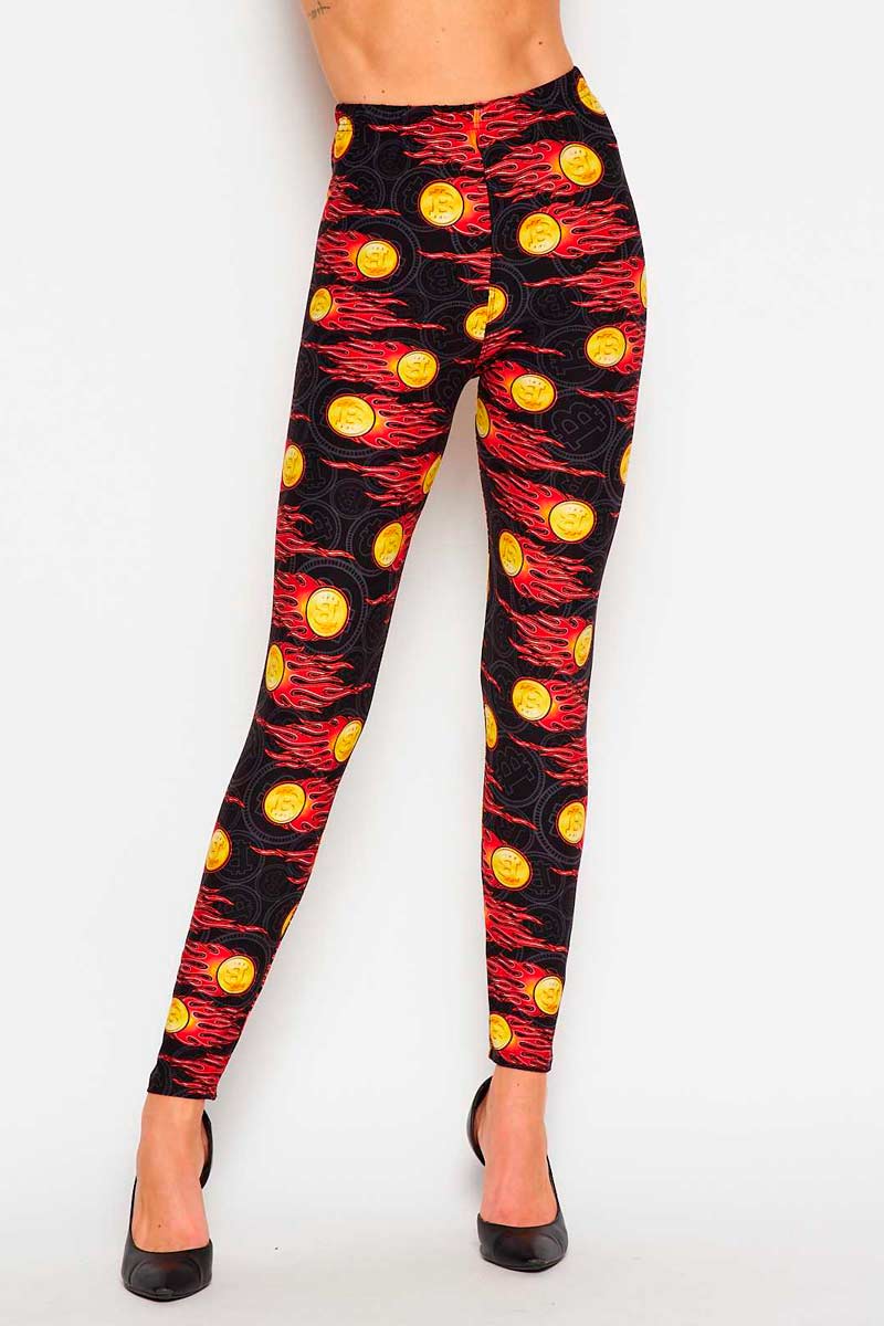 Meteor Crypto Coin Print Brushed Leggings