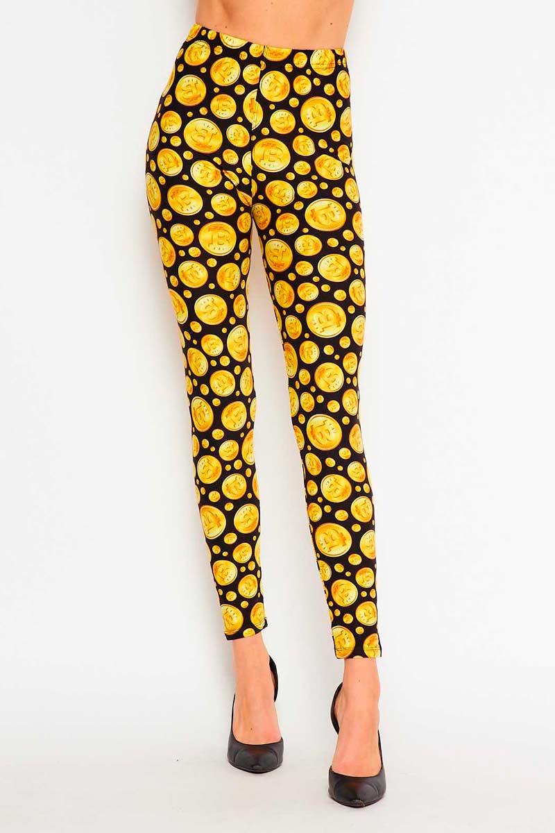 PLUS Gold Crypto Coin Print Brushed Leggings