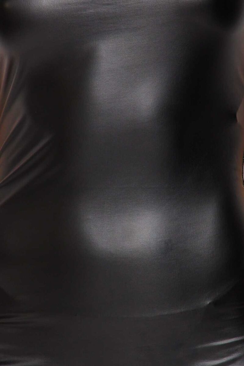 Faux Leather Bodysuit - Black