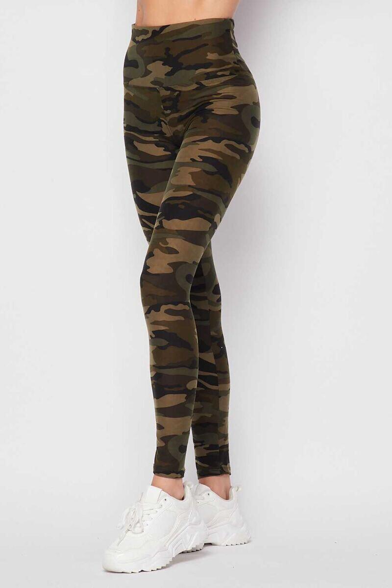 PLUS Size Camouflage Print Ankle Leggings w/5 inch waistband