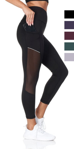 7/8 Leggins With Pocket And Mesh Detail 12 Pack