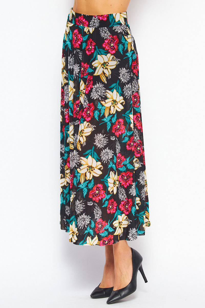 Assorted Printed Light Weight Long Pleated Skirt