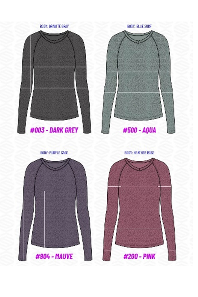 Longsleeve Top with V-Neck and Thumbhole 12 Pack