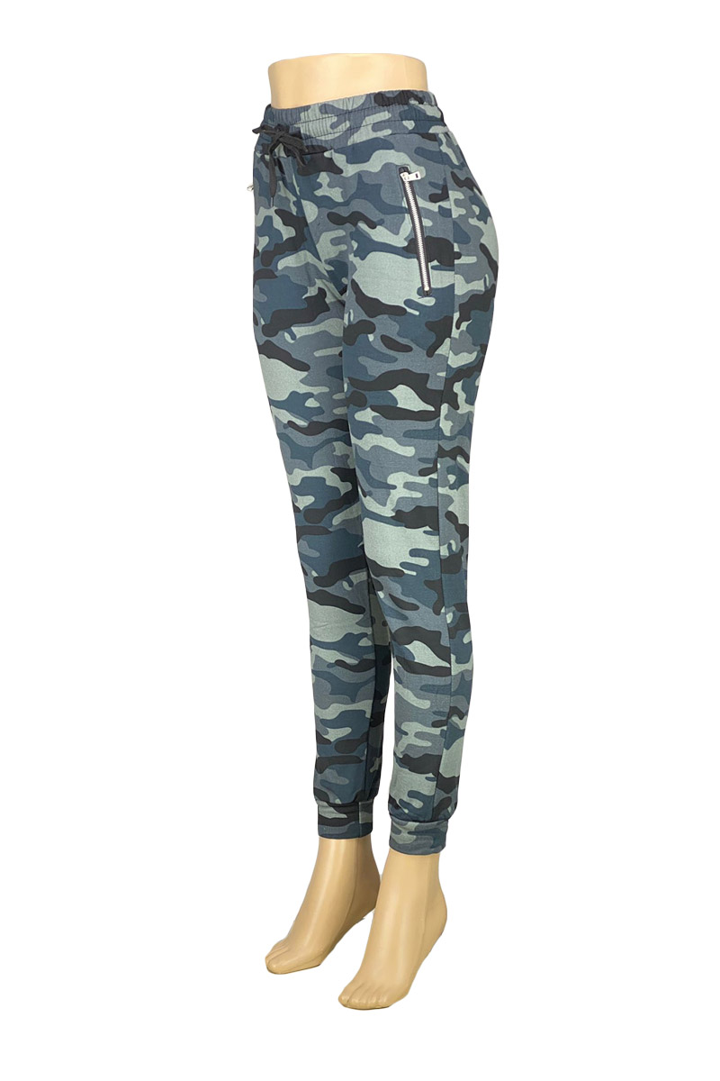 PLUS Size Camouflage Printed Joggers, JPX-7006 - Black