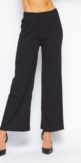Solid High Rise Ribbed Bell Bottom Pants - Cognac