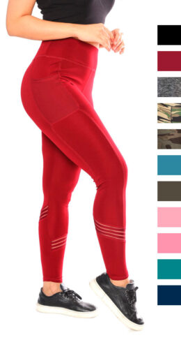 High Waist Leggings with Contrasting Stripes