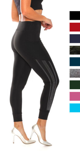 High Waist Leggings with Contrasting Stripes