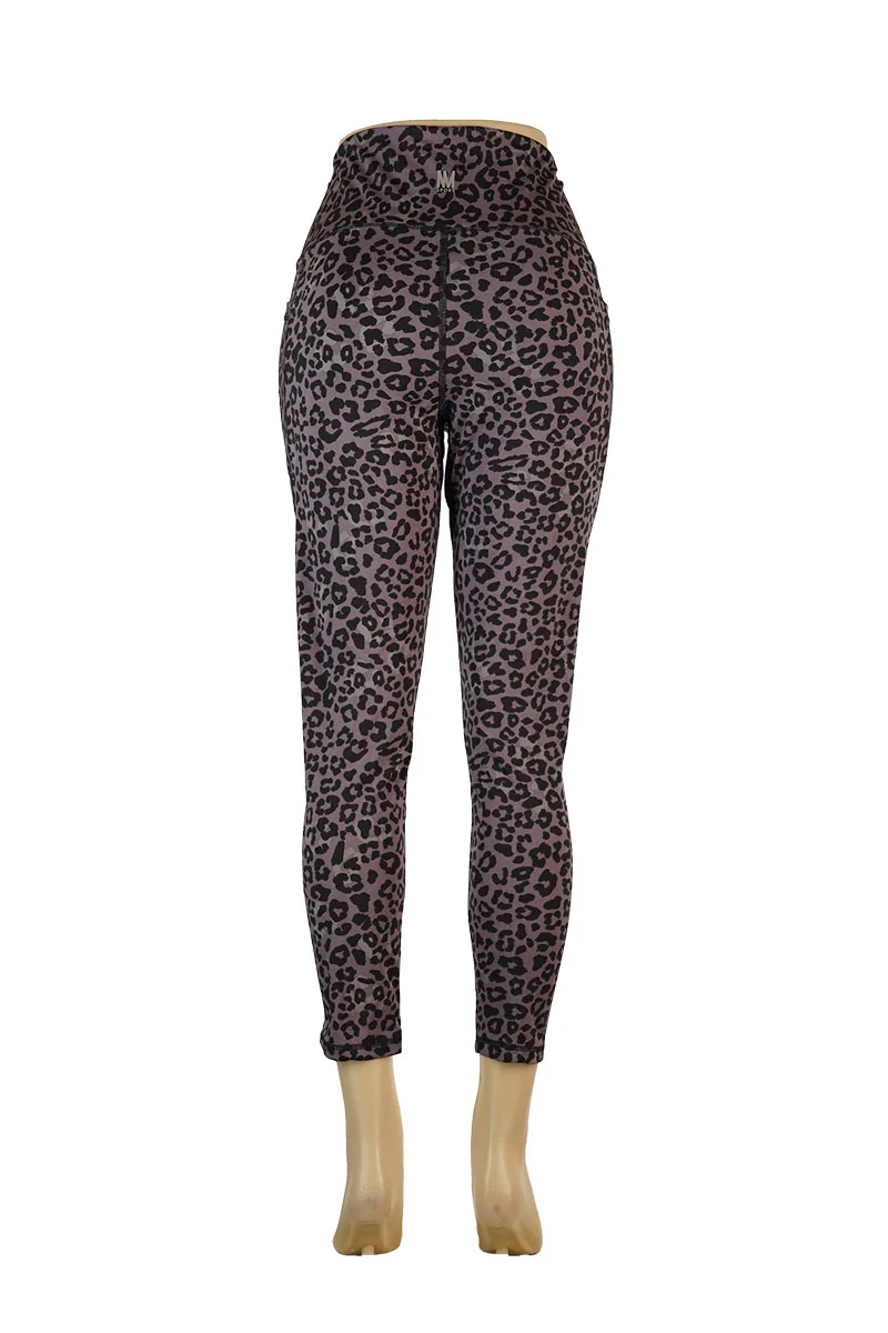 PLUS Size Camouflage Leopard Print Leggings with Pocket Detail - Grey
