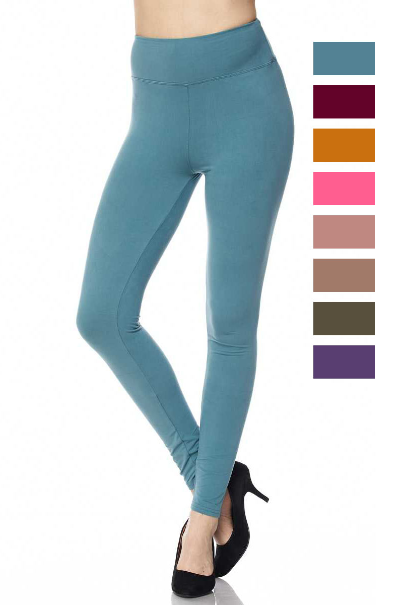 Solid Ankle Leggings with 3 Inches Waistband