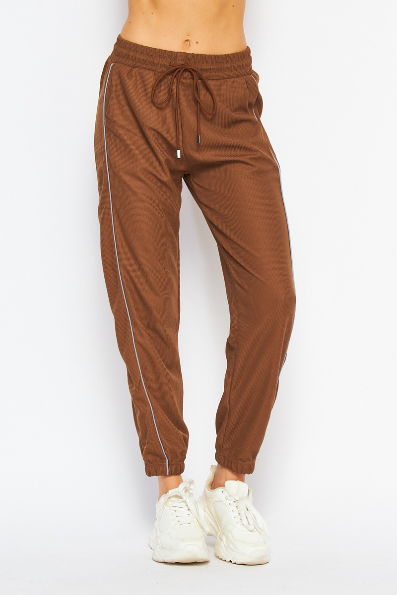 Textured Functional Drawstring Jogger W Pocket with Double Stripe