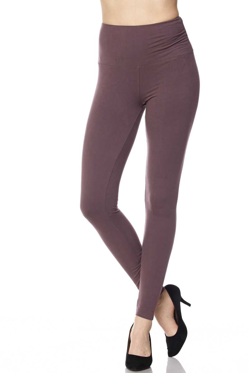 XPLUS Size Solid Leggings with 5 Inches Waistband