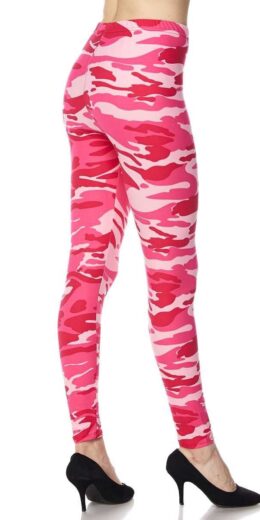 Red/Pink Camo Print Ankle Leggings