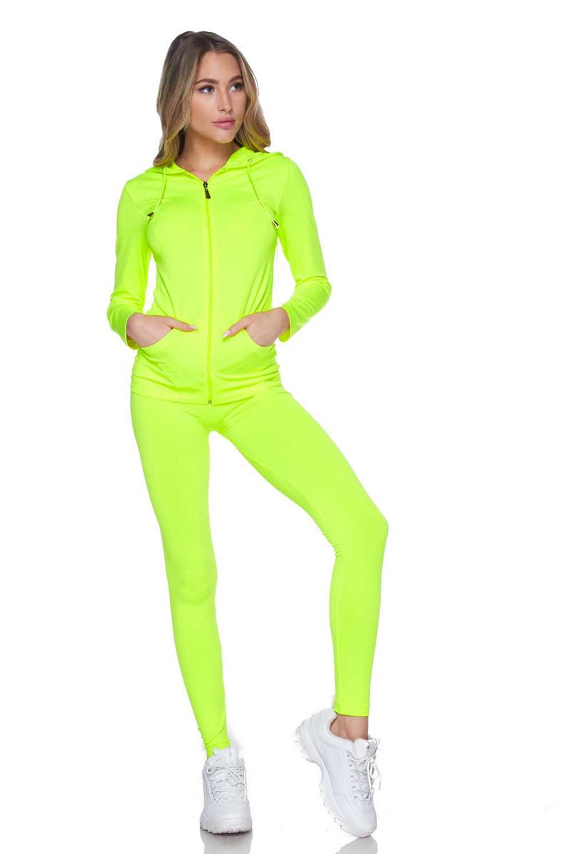 XPLUS Size Active Wear Zip Up Hoodie And Legging Tights