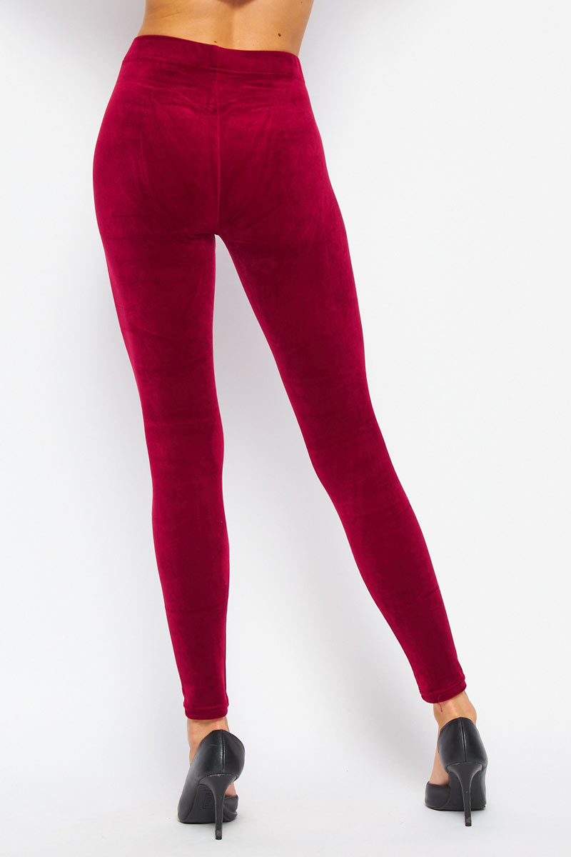 Plus Solid Velour Brushed Ankle Leggings