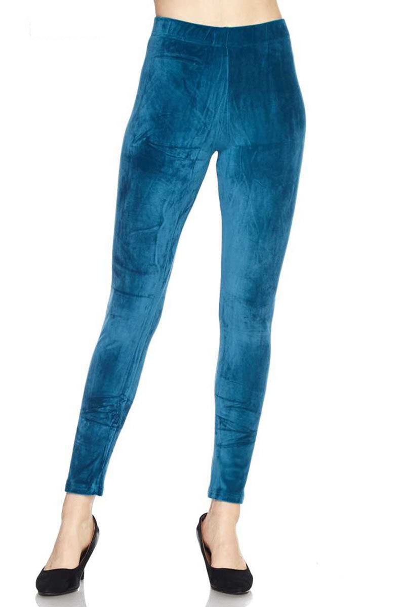 Plus Solid Velour Brushed Ankle Leggings