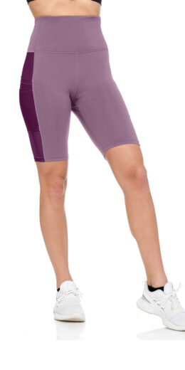 Color Block Side Biker Shorts - Taupe