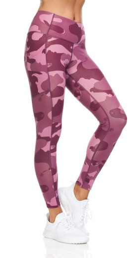 Full Length Camo Print Active Leggings - Pink