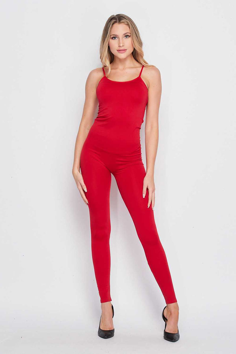 Adjustable Strap Solid Full Length Catsuit
