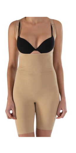Seamless Braless Body Suit W/Double - Nude