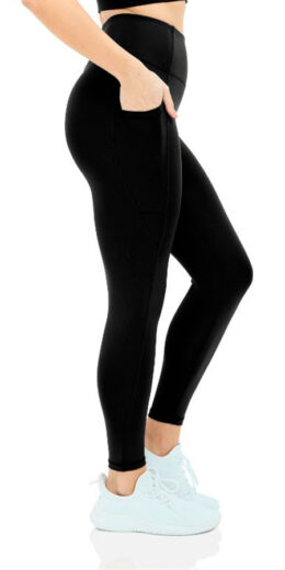 7/8 Cropped Active Leggings with Pocket - Black