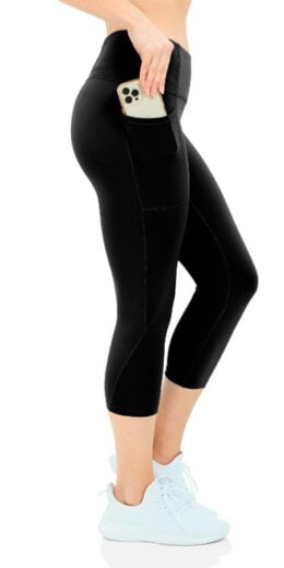 7/8 Cropped Active Leggings with Pocket - Black