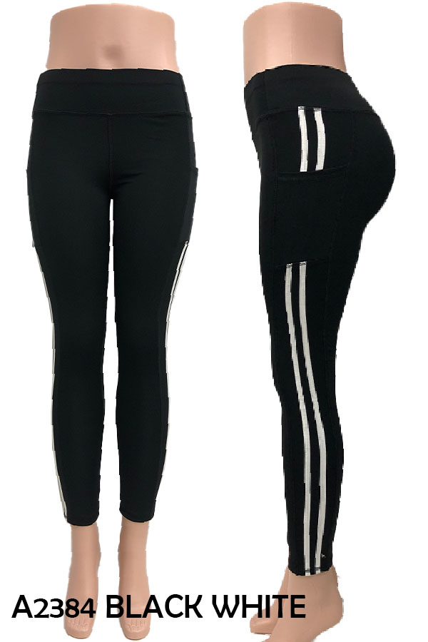 Two Stripe Leggings with Pocket