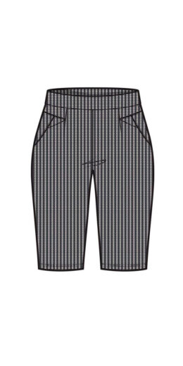 Biker Short with Geometric Pockets and Houndstooth Design