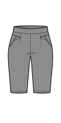 Biker Short with Geometric Pockets and Houndstooth Design