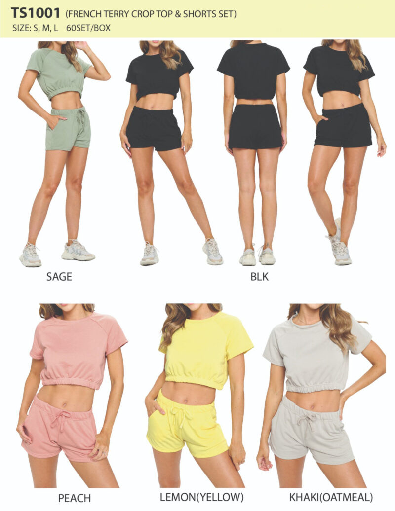 French Terry Crop Top and Shorts Set