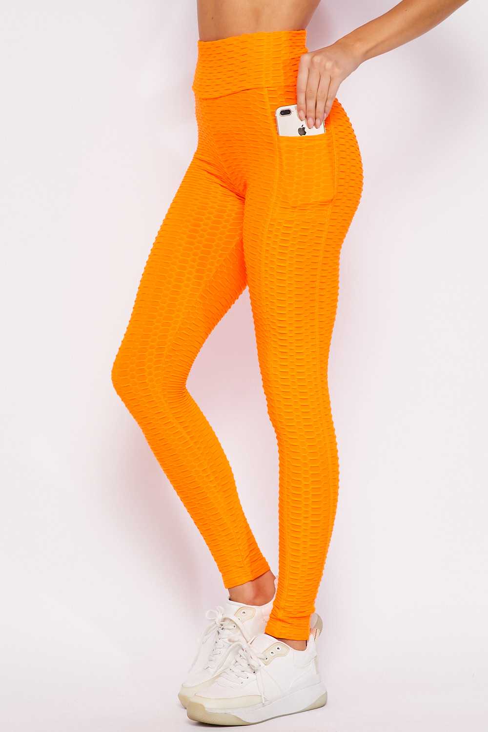 Pocket High Waist Scrunch Butt Lifting Leggings – Neon Orange - Entire Sale