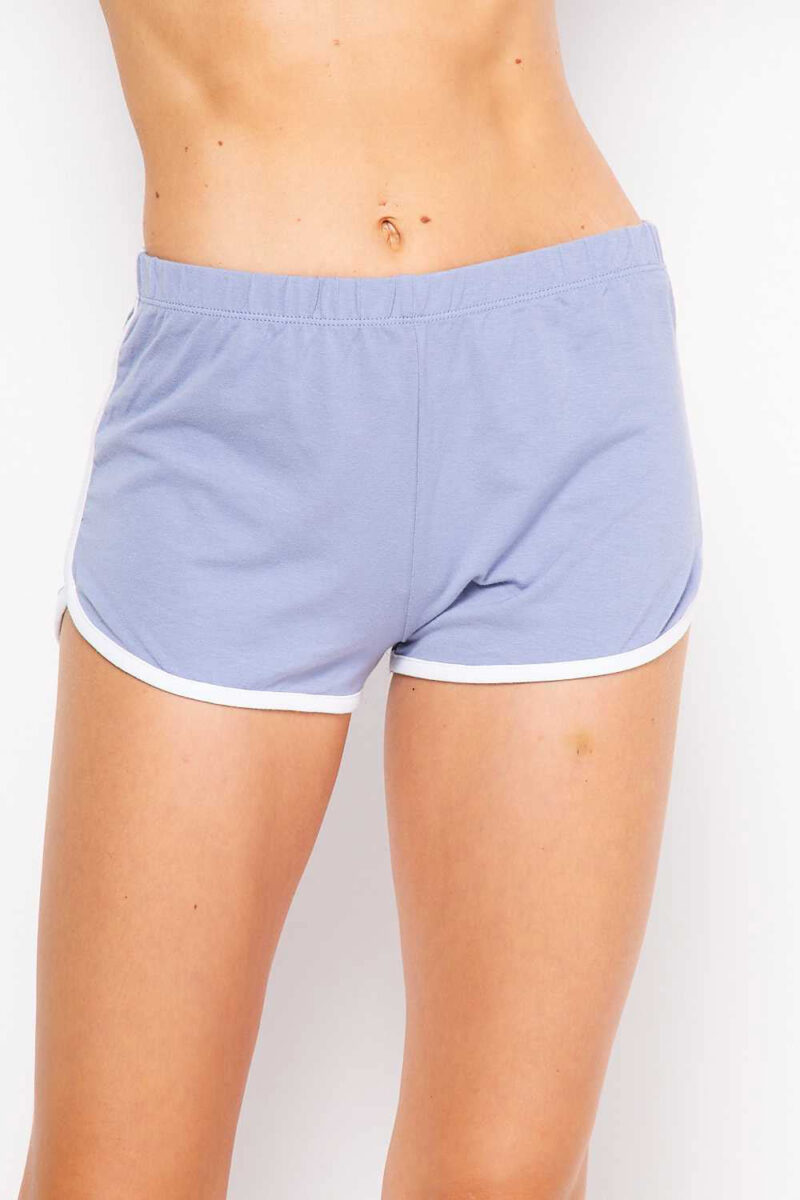 Solid Basic Mini Shorts with Contrast Piping