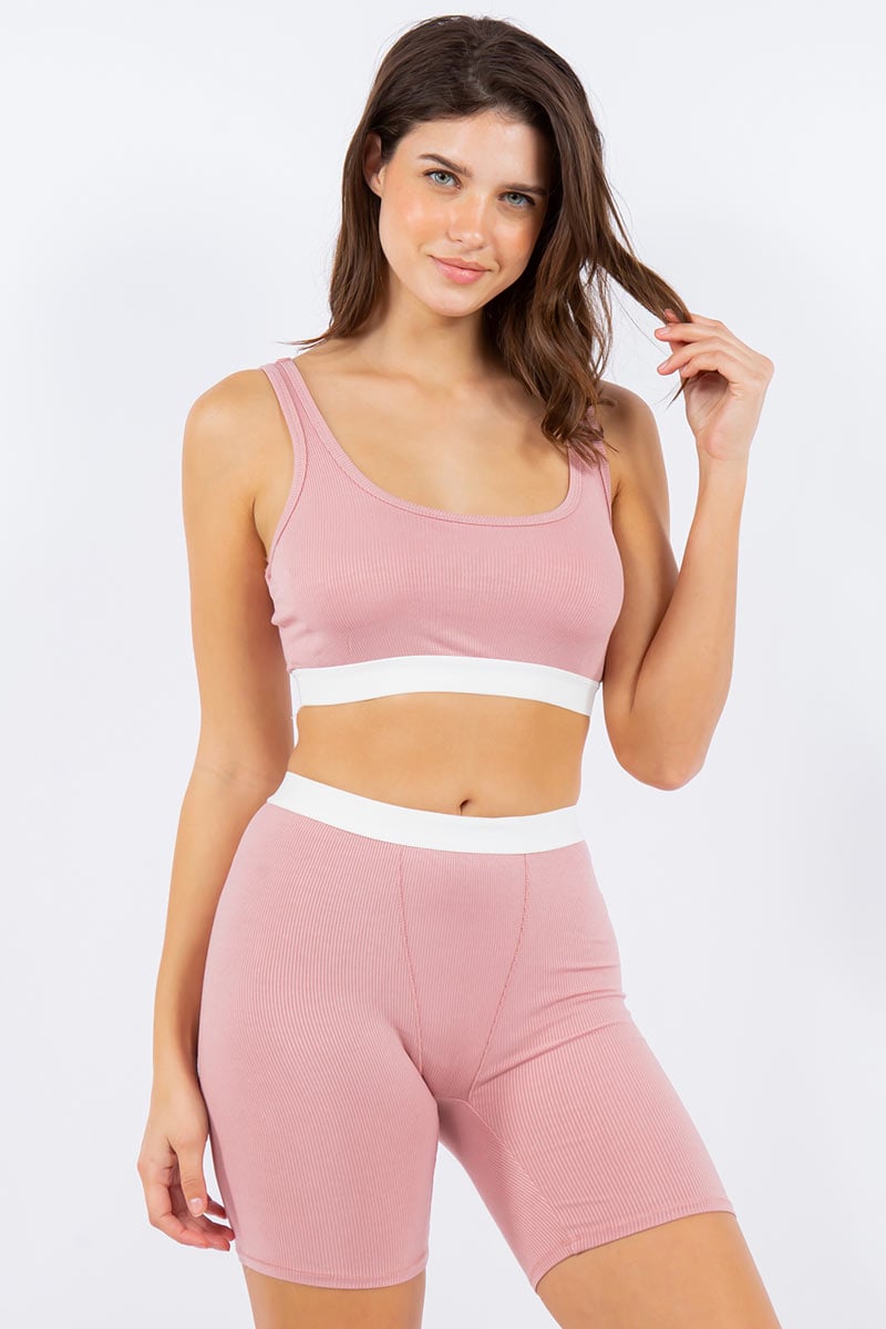 Solid Comfortable Fitted Active Wear Set