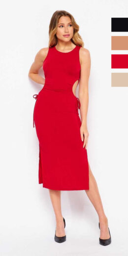 Casual Solid Fitted Side Cutout Bodycon Dress