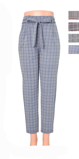 Plaid Tie Detail Pants with Pocket