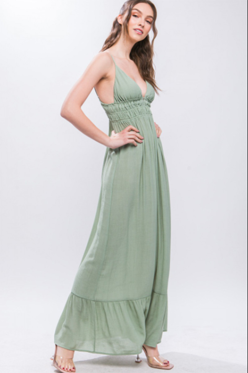Solid Woven Maxi Dress