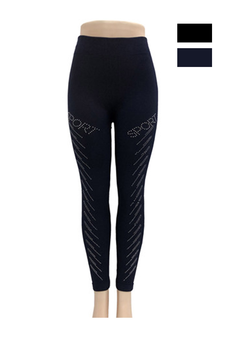 Solid Color Winter Leggings with Beaded Look Embellishment