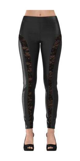 Lace Up and Mesh Design Yoga Pants - Black