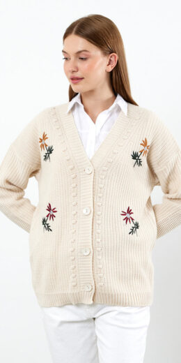 Short Cardigan Solid Textured - L.Brown