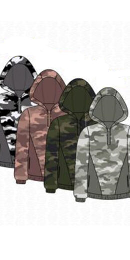French Terry Camo Hoodie - Mauve