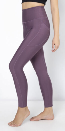 Lightweight High Waisted 7/8 Leggings with Pockets Tummy Control Activewear Perfect for Yoga, Workout, Gym, Athletic - Rose